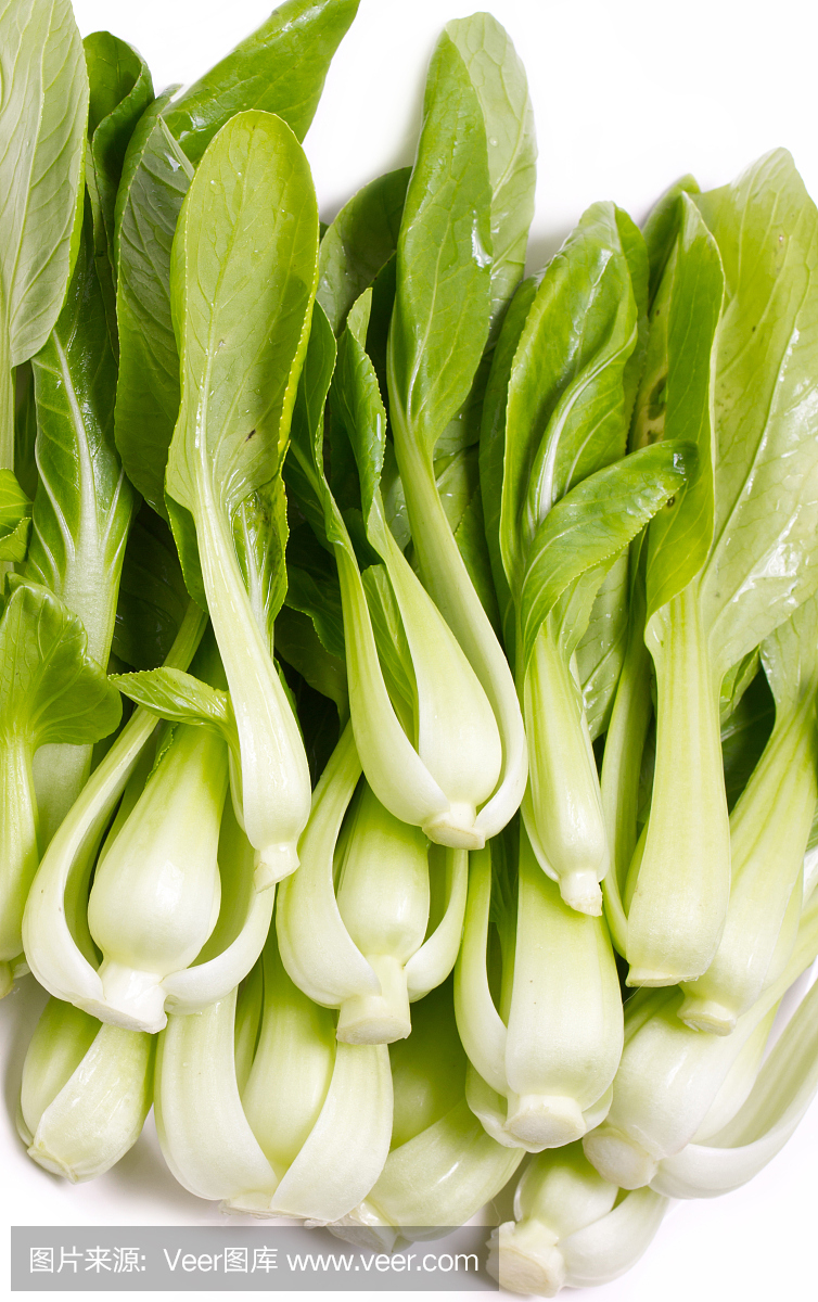 鲜青白菜孤立上白。